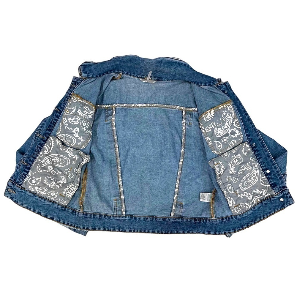 Free People Revolve Fitted Denim Jacket in Indigo Size Small - Picture 5 of 10